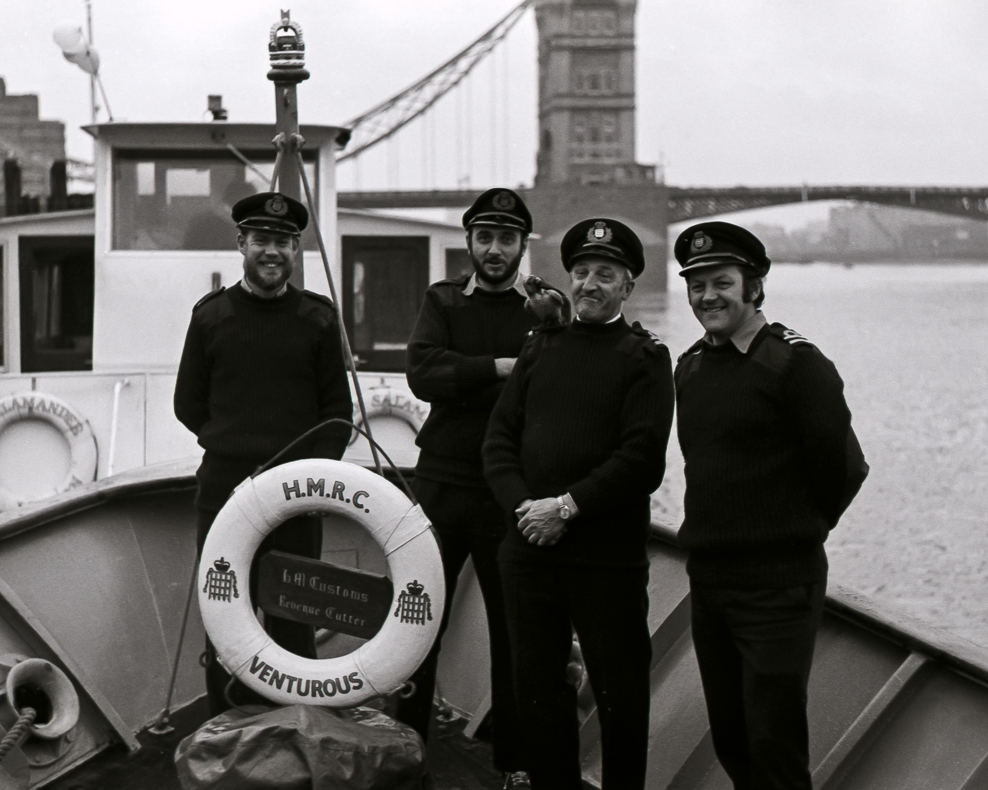 Ron Bayly MBE with ship's parrot