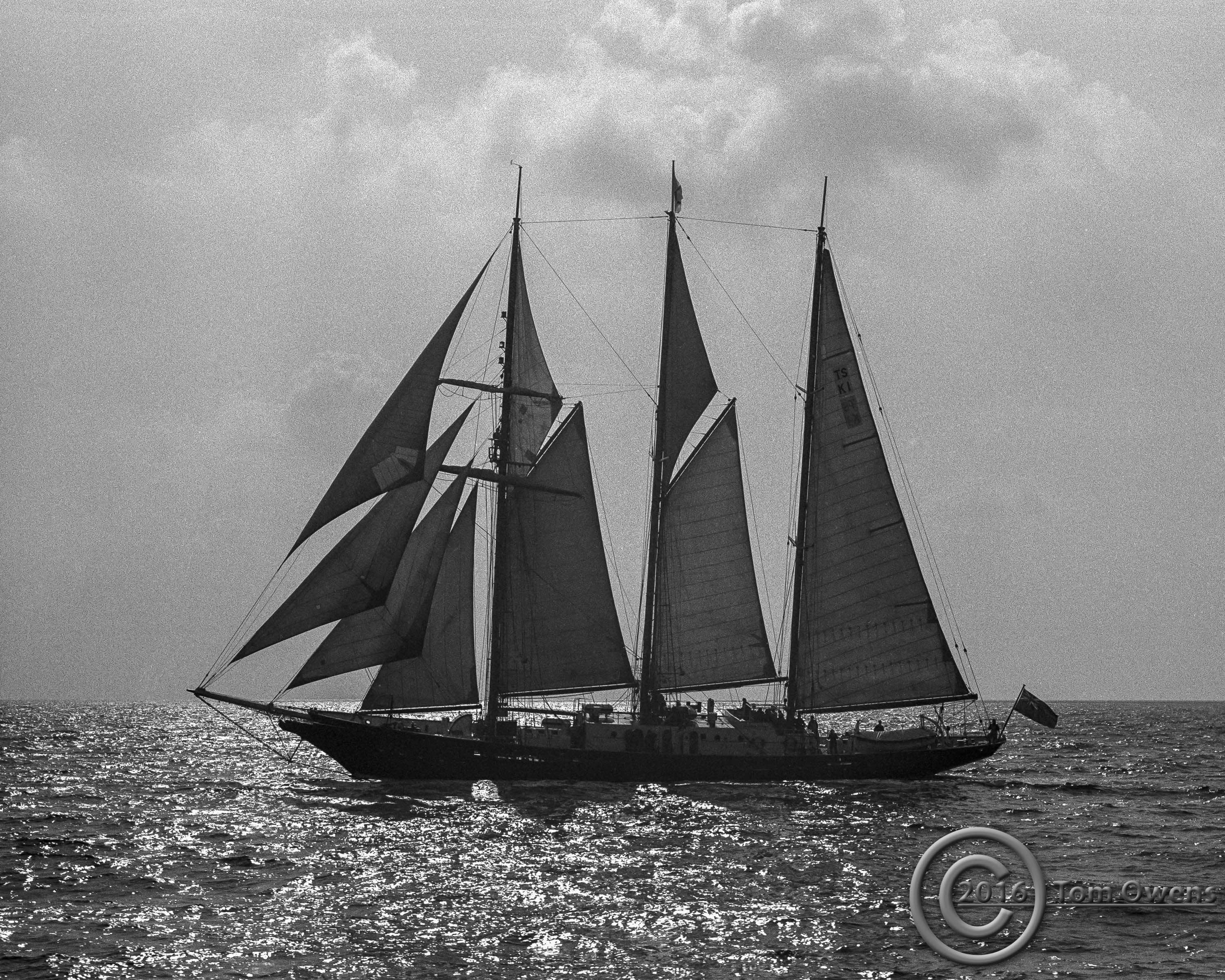 Under almost full sail mid Channel bound for France. 1979