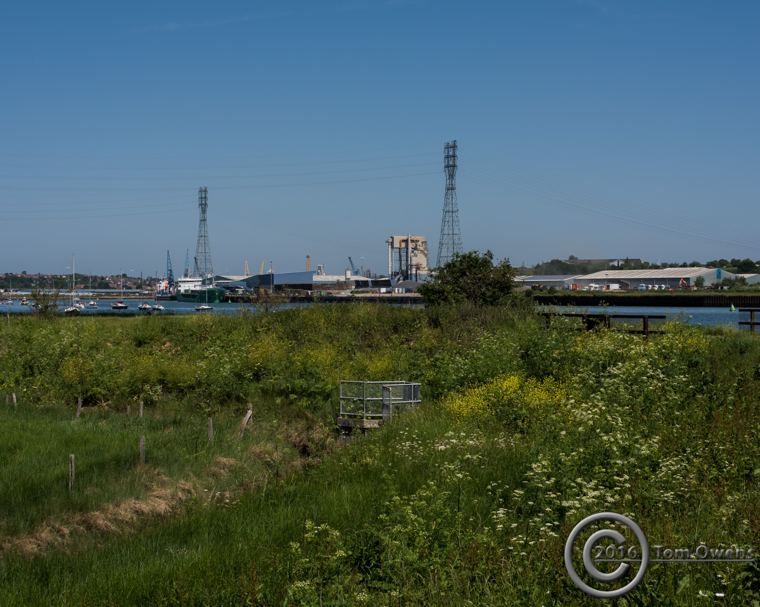 Grass foreground, Ipswich docks far ground