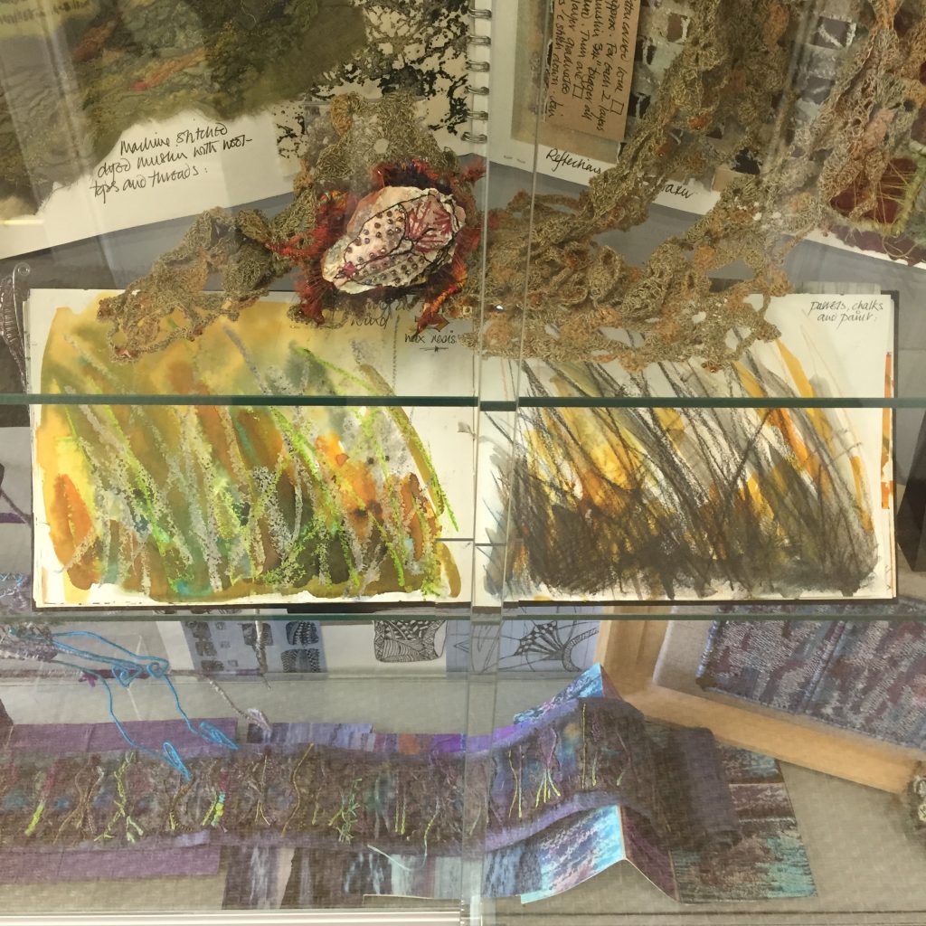 Sketchbooks and artwork bty fabrick artists mirroring Edgelands themes.