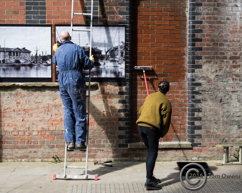 Woman and Man pasting images