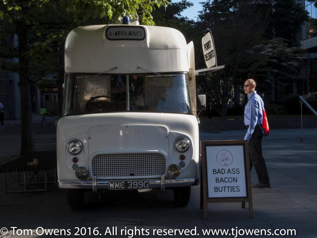 Old ambulance selling bacon butties